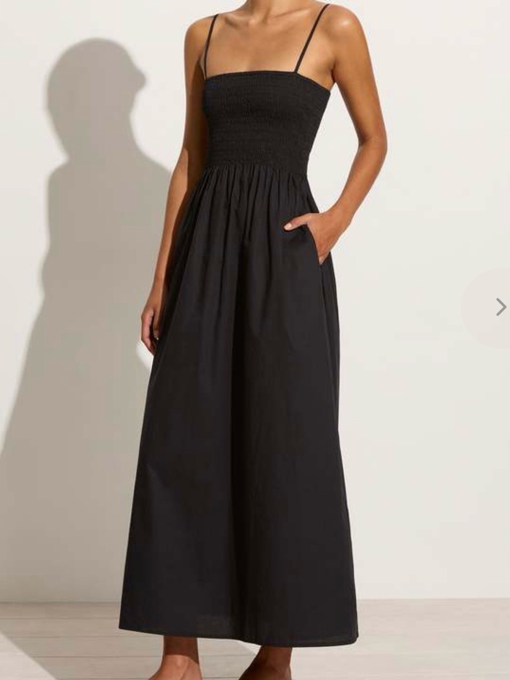 Faithful the Brand Tergu Black Smocked Maxi Dress